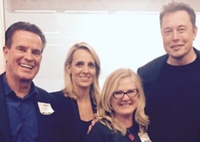 Maky pictured with Bob Duggan, Nancy Cartwright, and Elon Musk